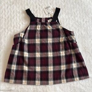 Zara Kids Checkered Dress - Burgundy and Black